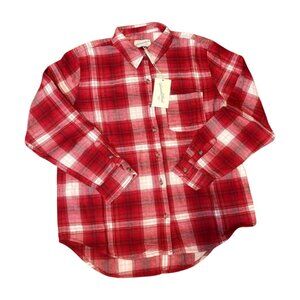 Universal Thread Women’s Burgundy Flannel Button-Down Shirt Size Small